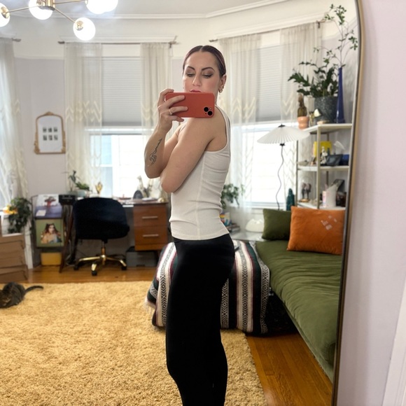 Abecrombie & Fitch White Women's Ribbed Square Beck Low Back Tank Top - sz Small - Picture 3 of 12